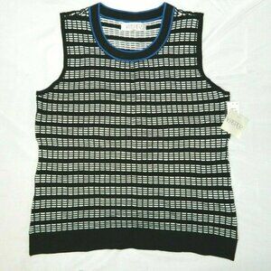 Kasper Sleeveless Knit Window Panel Top NEW Womens L Black Blue White